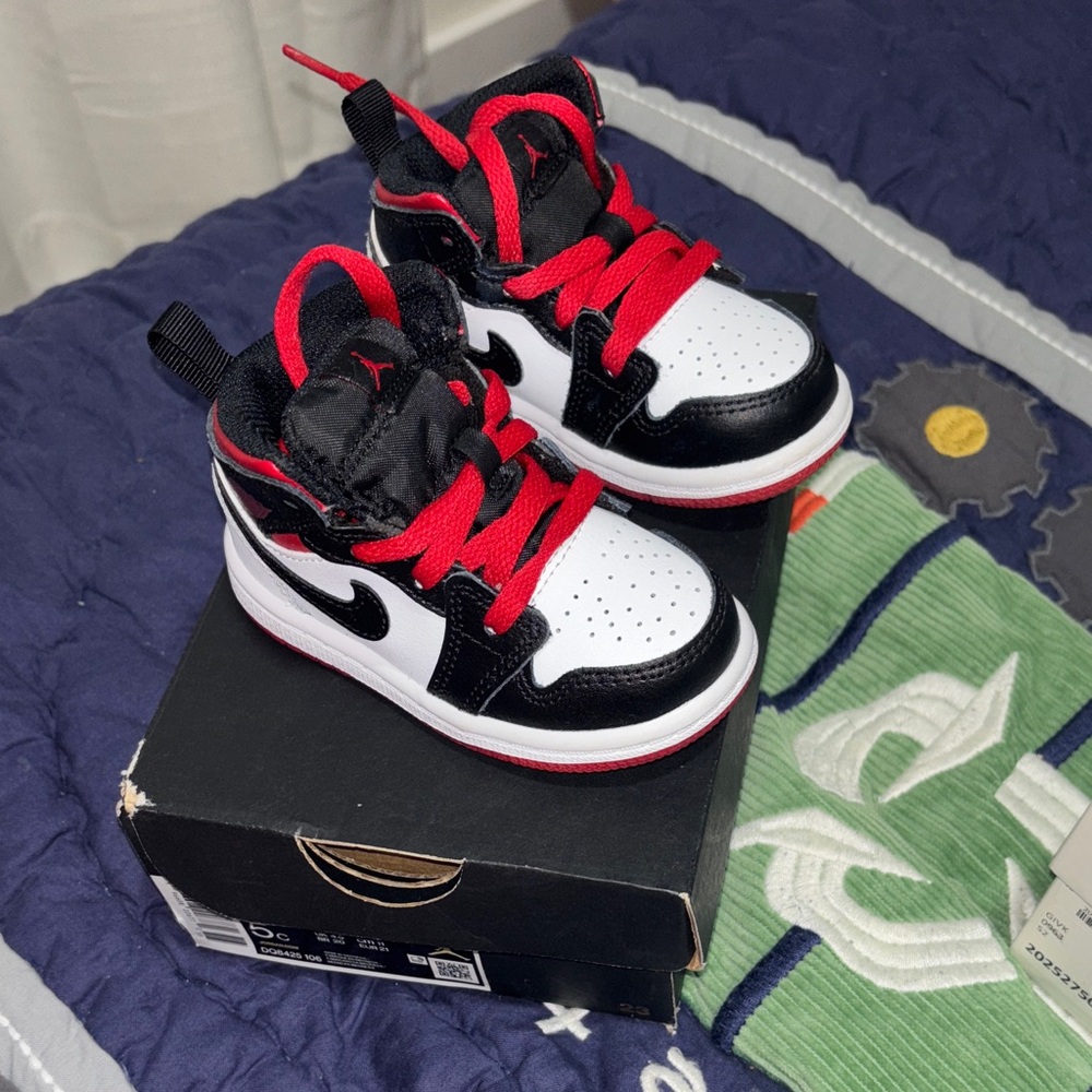 Jordan Kids' Black, Red, and White Sneakers